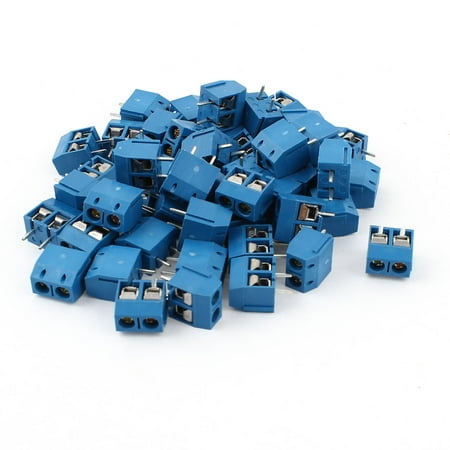 50Pcs 2P 5mm Pitch PCB Mount Screw Terminal Block 300V 10A AWG12-24 Blue price history on PriceWatchPro