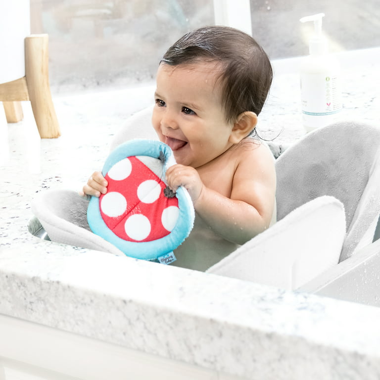 Blooming Bath Lotus - Baby Bath Seat for Sink - Premium Baby Bathtub -  Newborn Bath Baby Essentials - Baby Gifts Grey