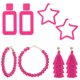 thumbnail image 1 of ZHAOCHENG Juego de 4 pares de pendientes de aro con flecos y borlas largas, geométricos, estilo bohemio, estilo retro, de color rosa, con estilo de los años 80 para mujeres y niñas, 1 of 5
