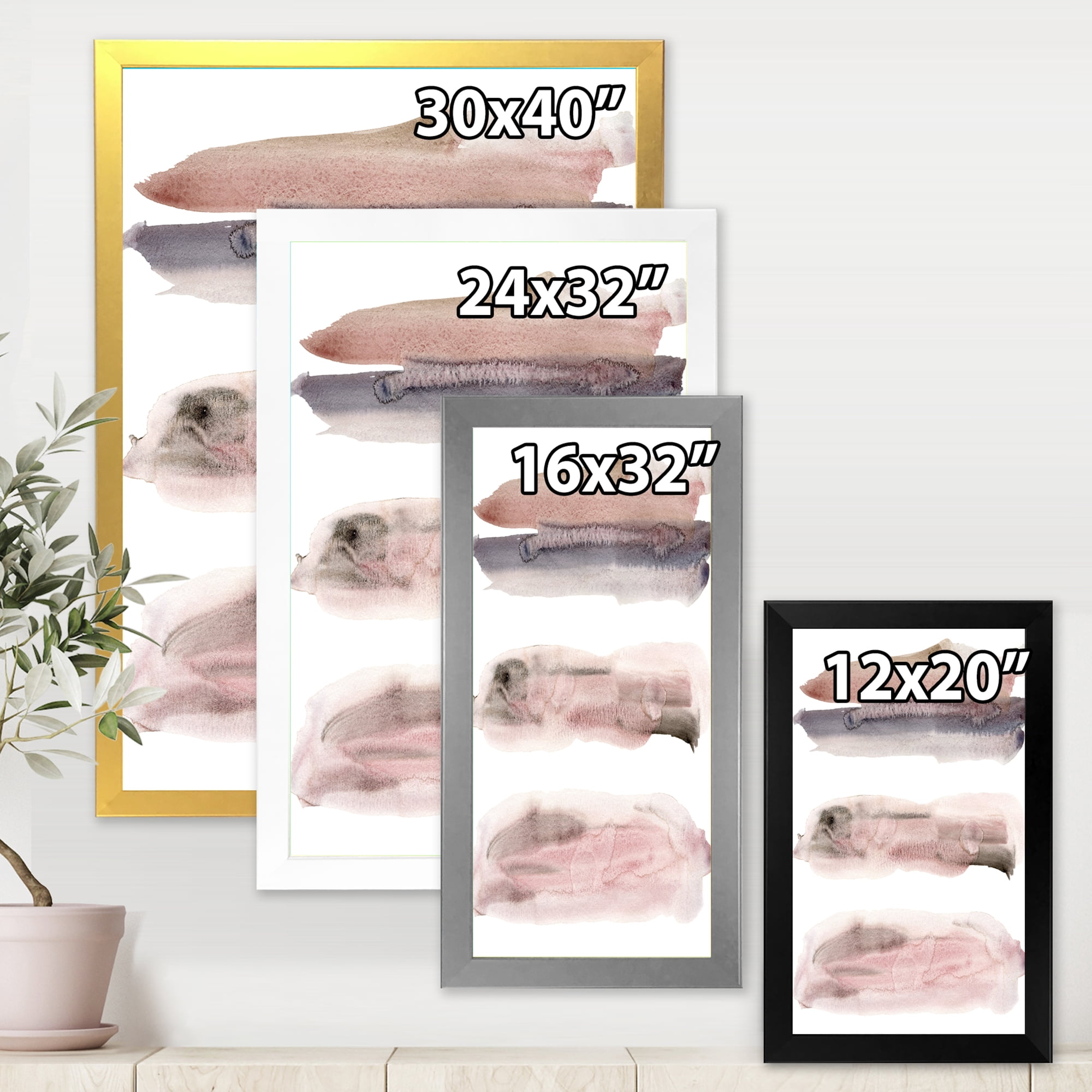 Designart 'Blue and Pink Clouds With Beige Spots II' Modern Framed Art Print