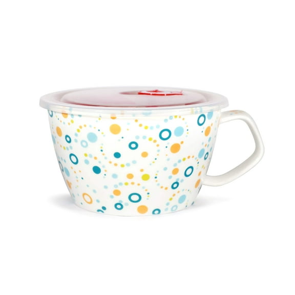 Unique Shape Microwavable Ceramic Noodle Bowl with Handle and Seal Fine Porcelain