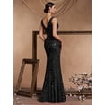 thumbnail image 4 of Elegant Long Sequin Formal Dress V-Neck Slit Design, Stretchy Fitted Glamorous, 4 of 6