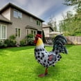 thumbnail image 4 of C Iridescent White Metal Rooster Garden Statue Hand Painted Iron For Yard Patio Outdoor, 4 of 6