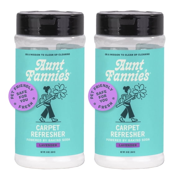 Aunt Fannie's Carpet Refresher & Deodorizer Powder, Multi-Purpose Rug, Carpet, and Upholstery Odor Eliminator for Homes with Cats and Dogs, Lavender Scent, 16 Oz (Pack of 2)