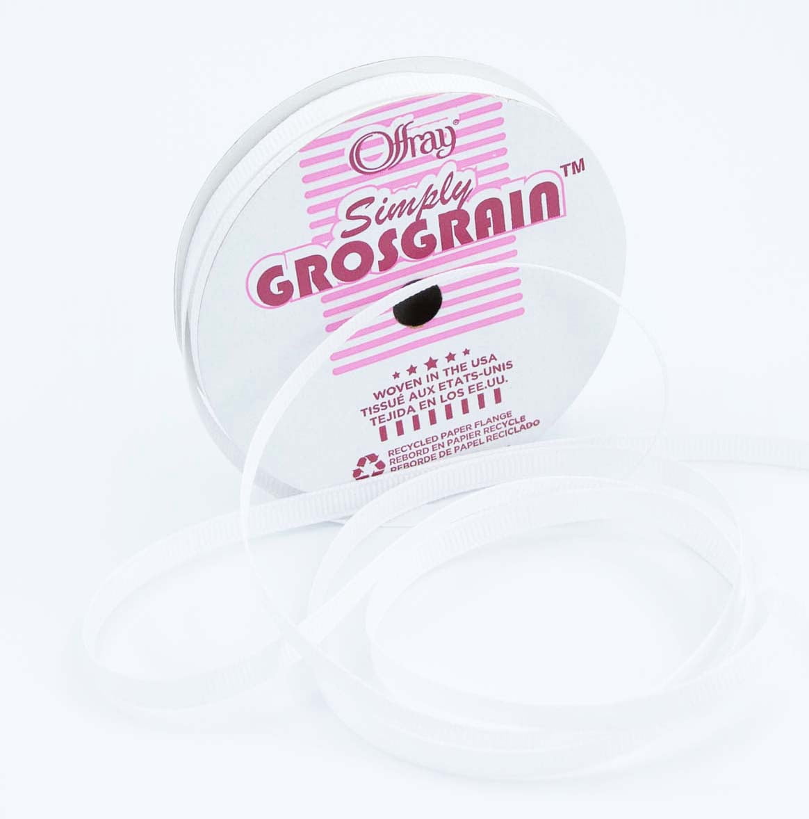 (8 pack) Offray 1/4" White Simply Grosgrain Ribbon, 6 Yards, 1 Each