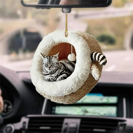 

Cat Car Hanging Ornament Deco Rear View Mirror Funny Plane Deco