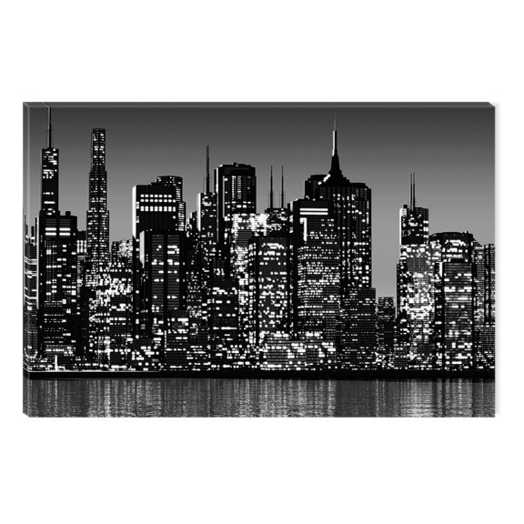 Startonight Canvas Wall Art Black and White Abstract NYC, Dual View Surprise Artwork Modern Framed Ready to Hang Wall Art 100% Original Art Painting 23.62 X 35.43 inch