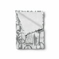 thumbnail image 2 of Surf Soft Flannel Fleece Throw Blanket, Silhouette of a Surfing Lady Woman in the Ocean Peace Signs Retro Pattern Artwork, Cozy Plush for Indoor and Outdoor Use, 70" x 90", Grey White, by Ambesonne, 2 of 6