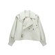 thumbnail image 3 of -Chaqueta corta de cuero sintético para mujer, abrigo holgado con solapa y cinturón, con bolsillo grande, para motociclista, primavera y otoño, 3 of 5