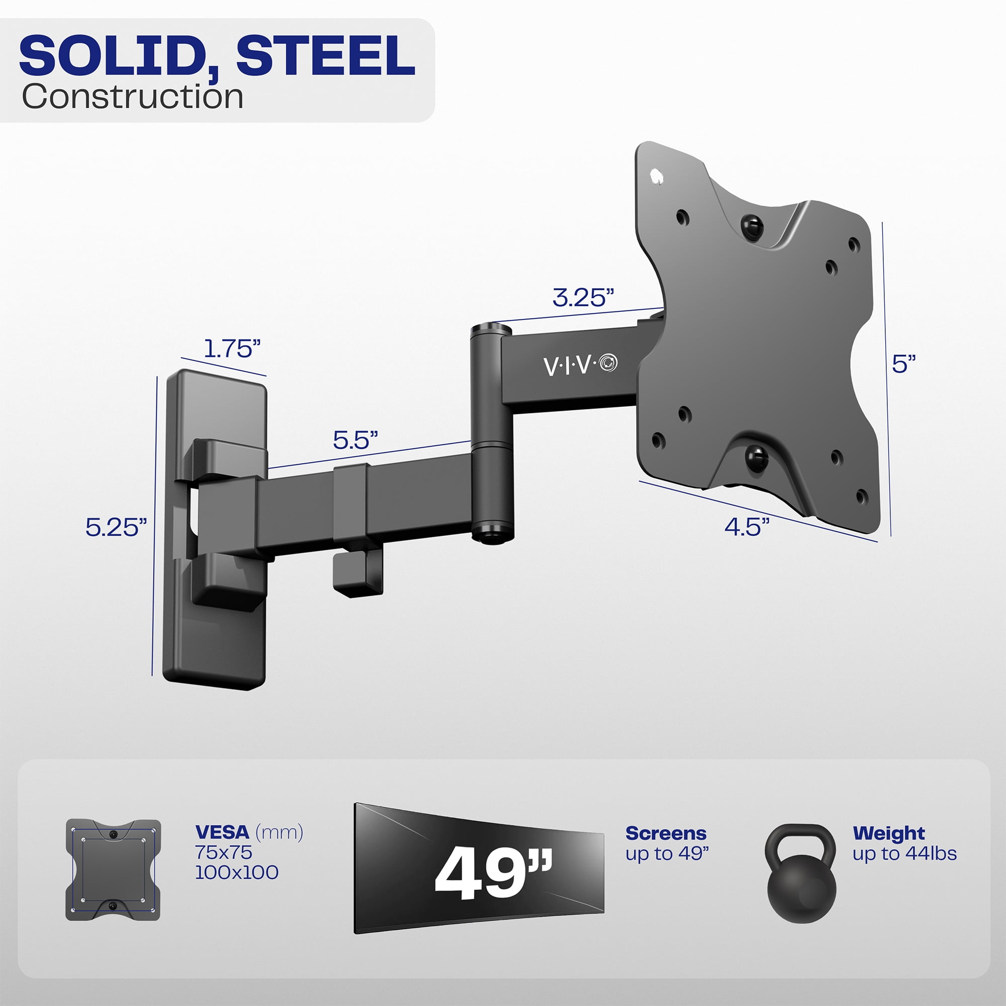 Full Motion 13" to 49" Ultrawide Monitor Wall Mount