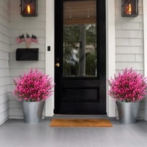 Artificial Hanging Plants Outdoor Indoor | Lifelike Magenta Plastic Fake Flowers 8 Bundles 13.78" Sunproof Patio Garden Porch Decor | Rustic Home Wedding Farmhouse Terrace Arrangement