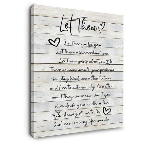 Let Them Inspirational Wall Art Framed, Mental Health Wall Decor, Motivational Positive Affirmations Canvas Wall Art Prints For Home Bedroom Living Room Office