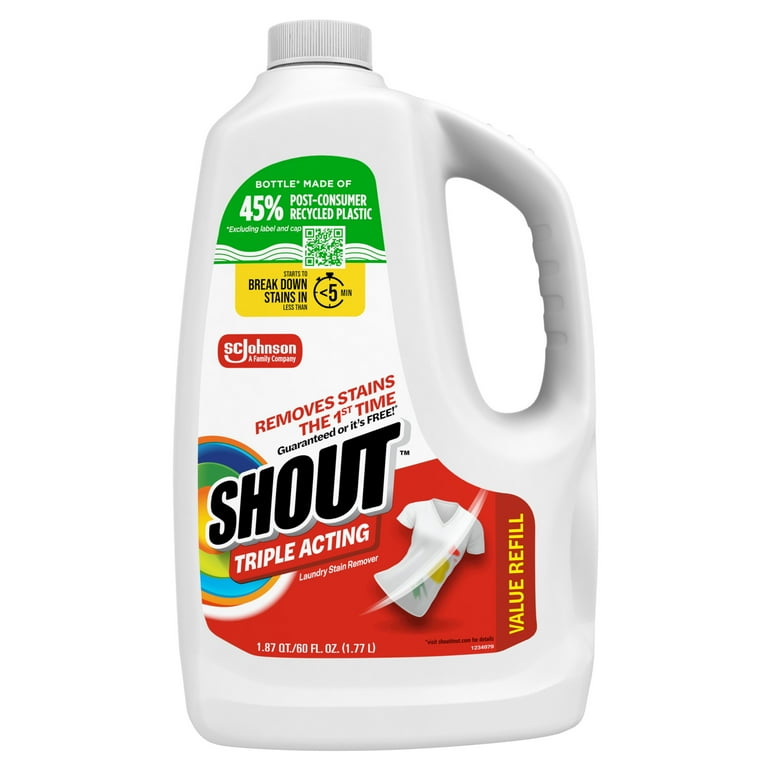 Free Shipping! Shout Laundry Stain Remover Refill 60 Ounce Triple