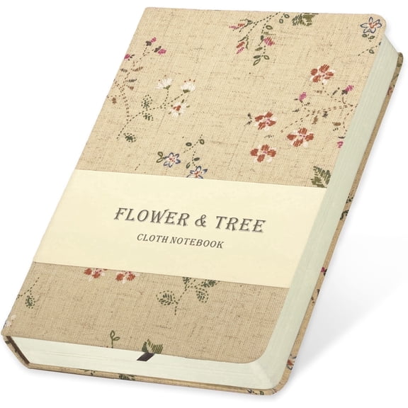 ipoul Floral Journal, Linen Notebook, Hardcover, Lined & Unlined Sketchbook, Smal, 5x7, Lay Flat, B6, Apricot