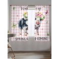 thumbnail image 5 of Sheer Curtains 72 Inches Long 2 Panels Set for Bedroom, Spring Pig Semi Sheer Curtains for Windows, Butterfly Botanical Floral Pink Plaid Voile Window Treatments Rod Pocket Curtain, 5 of 7