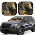 thumbnail image 6 of Kdxio Palatial Gold Pattern Horse Print 2-Piece Sun Shade Front Windshield - Foldable Car Front Window Sunshades for Most Sedans SUV Truck, 6 of 6