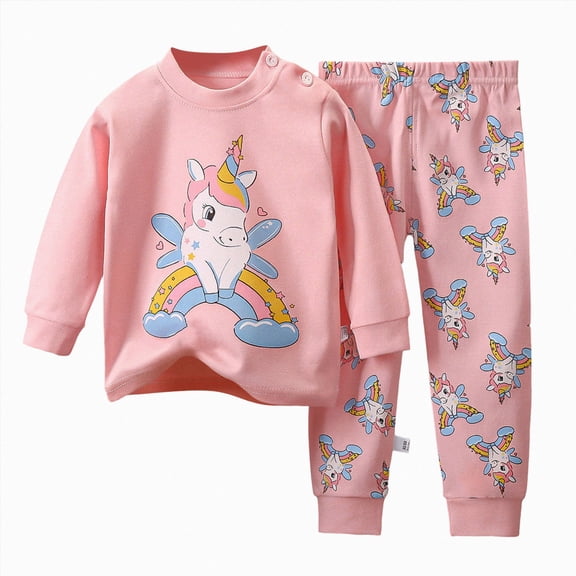 CAICJ98 Toddler Boy Pajamas Long Sleeve Snug fit 2Pcs Soft Pjs Set Kids Loungewear Sleepwear Clothes for Baby Girl (Light Pink,3-4 Years)