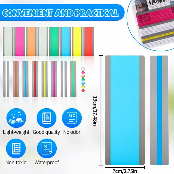 Langgg 16 Pcs Applications Larges Règle de Lecture Lecture Plus Facile avec Attention Visuelle Premium Règle de Dyslexie 1 Ensemble