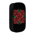 thumbnail image 1 of Large Storage Pencil Case, Square Red Roses illustration Pattern with Zipper Large Capacity Pen Bag, 1 of 8