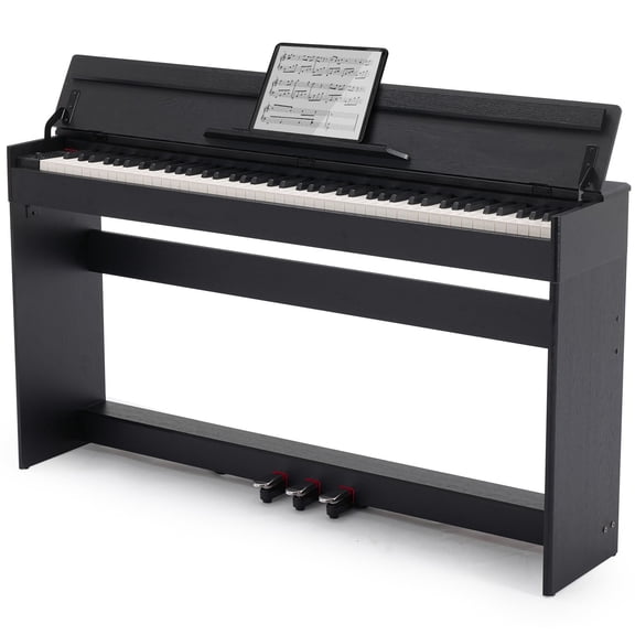 MUSTAR 88Keys Upright Fully Weighted Digital Piano Graded Hammer Action Electronic Keyboards with 3-Pedal for Beginners(Black)