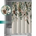 thumbnail image 3 of Fabric Shower Curtain, Christmas Winter Pine Tree Berry Eucalyptus Retro Linen Bathroom Curtain with 12 Hooks Waterproof No Bad Odor Machine Washable Bath Curtains for Bathroom, Spa Room, 60"x72", 3 of 6