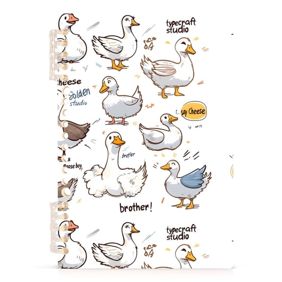 Spiral Journal Notebook Goose Duck A5 Lined Hardcover PP Material with 60 Pages Paper College Ruled Notebook for Work Note Taking Writing 5.7x8.3 Inch