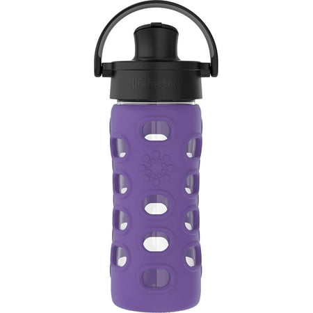 

Lifefactory 12-Ounce Glass Water Bottle with Active Flip Cap and Protective Silicone Sleeve Iris