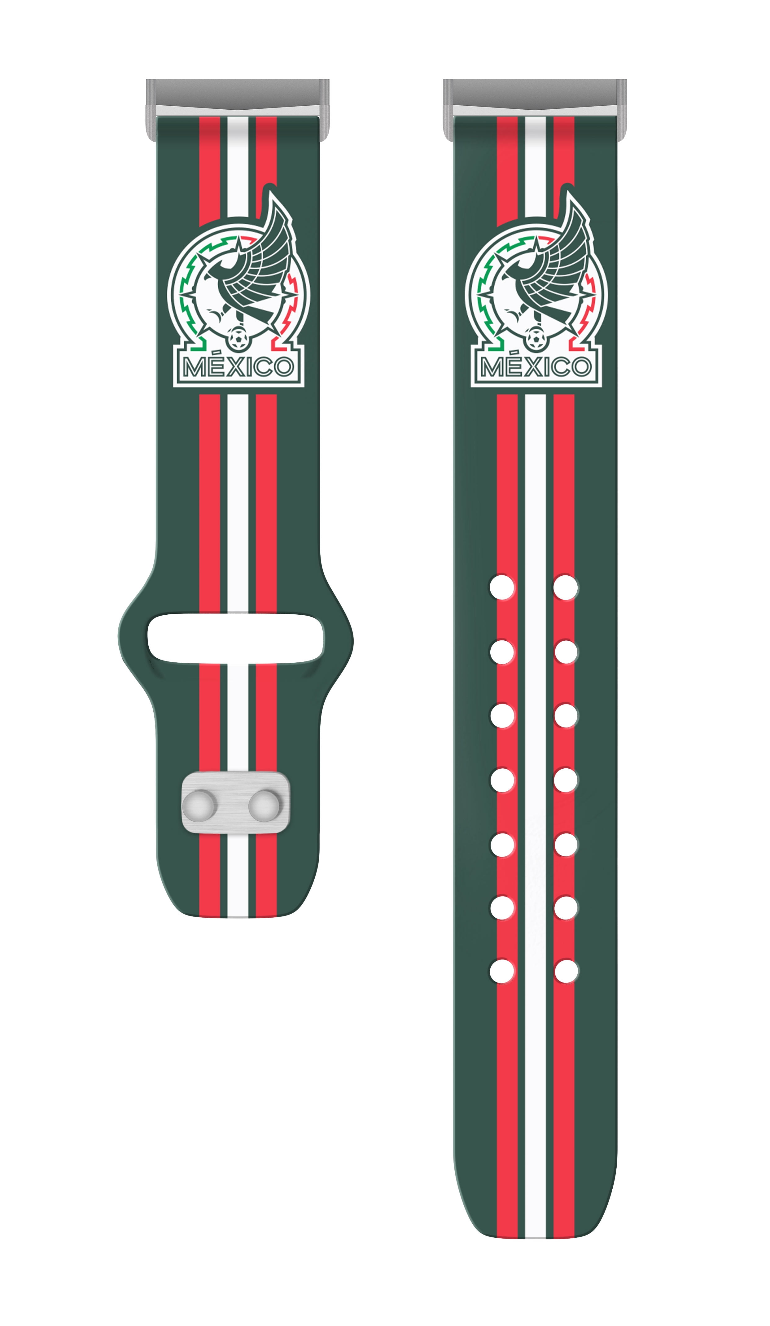 Mexico National Team HD Watch Band Compatible with FitBit Versa 3 & Sense (20mm Short Stripes)