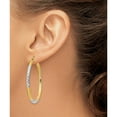 thumbnail image 3 of 14K Yellow & Rhodium And Diamond-Cut 3X45mm Hoop Earrings (45 X 3) Made In Peru tc832, 3 of 5