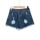thumbnail image 5 of Nueva moda mujer pantalones cortos de mezclilla desgastados orificios rasgados con flecos de ci CACAGOO Cortamundos denim, 5 of 7
