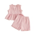 thumbnail image 4 of yocbz Toddler Independence Day Outfit Set Toddler Girls 4th of July Set, Red White Blue USA Flag Outfit, Soft Cotton Short Sleeve Top & Shorts for Family Gathering & Park Trip Pink,3-4 Years, 4 of 4