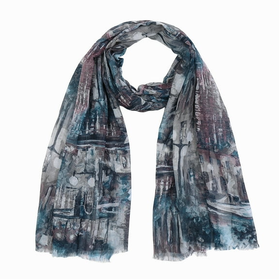 WAMSOFT Women Printing Scarf Shawl Scarf hijab Cotton Feeling Fashion Light Scarf, Large Flowy Thin Scarf, Church Outdoor Shawl Head Wrap, Swimming Cover Beach Dress Spring Gift