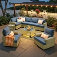 thumbnail image 2 of Ovios 9 Pieces Outdoor Patio Furniture with Swivel Chairs High-Back All-Weather Rattan Wicker Conversation Set Outdoor Sectional with Solar Light Coffee Table, 2 of 9