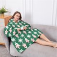 thumbnail image 5 of Oversized Wearable Blanket Hoodie,Green Christmas Tree and Snowflake Pattern Sherpa Blanket Hoodie with Super Pockets,Super Warm Fuzzy Pullover for Women & Men, 5 of 6