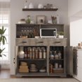 thumbnail image 1 of Garvee Microwave Cabinet with 3 Drawers & Doors, Grey, 1 of 8