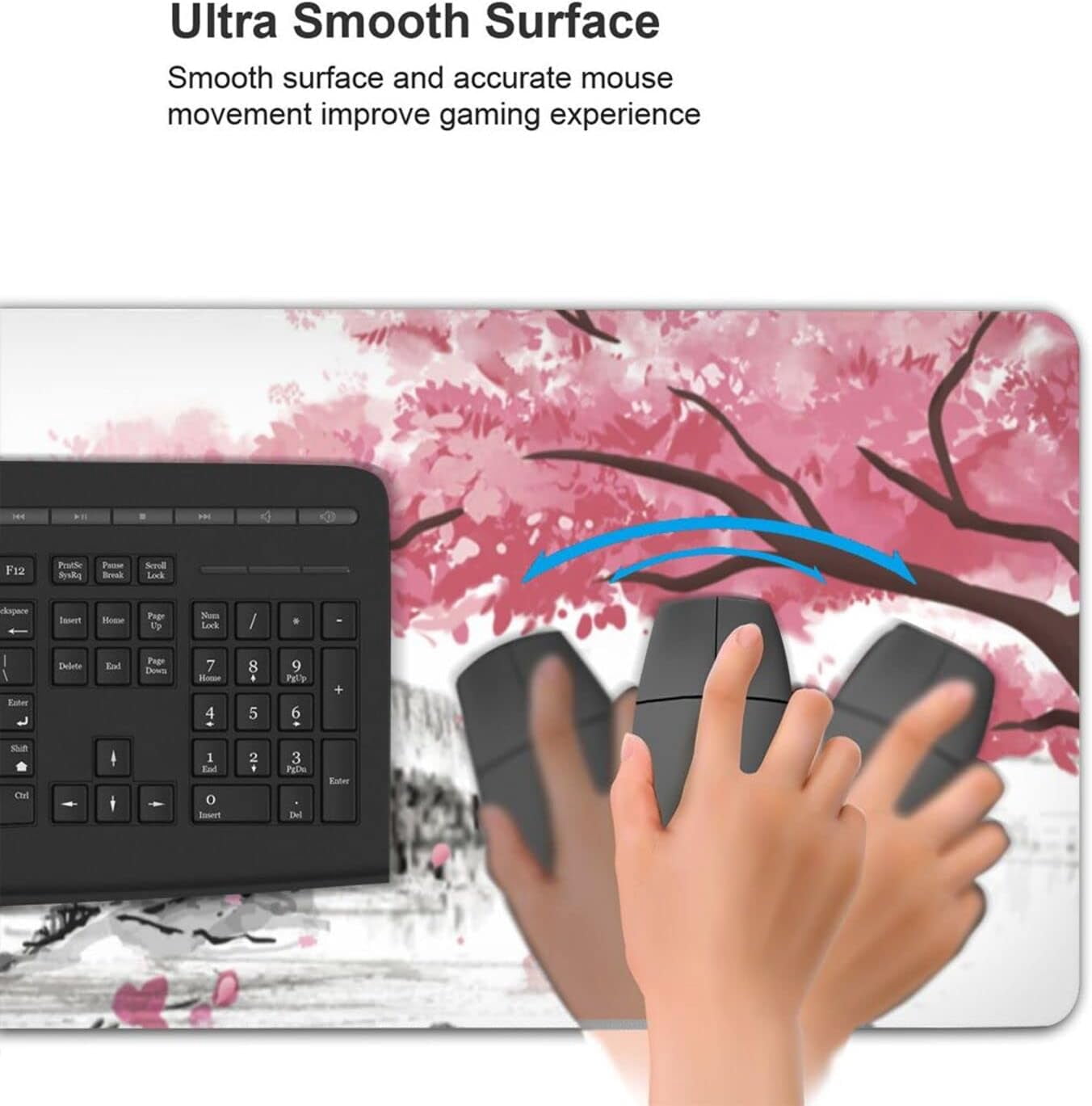 Japanese Mouse pad Cherry Blossom Gaming Mouse pad Extended XL Mousepad Non Slip Stitched Edges Office Desk pad 31.5 X 11.8 Inch
