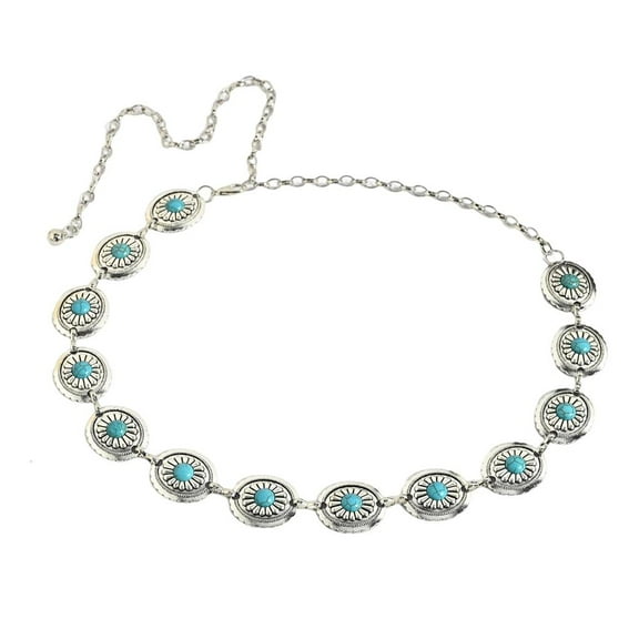 Belly Chain For Dress Concho Chain Belt For Women Waist Chain Jean Belt Western Turquoise Belt Turquoise Waist Chain