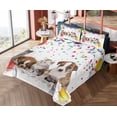 thumbnail image 4 of Ambesonne Happy Birthday Fitted & Top Sheet Set with Shams, Cat and Dog Party, Multicolor, 4 of 5