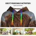 thumbnail image 4 of Fotbe Yak Pattern Womens Long Sleeve Hoodie, Pullover Hooded Sweatshirt, Kangaroo Pocket Hoodie with Eye-catching Drawstrings-X-Large, 4 of 7