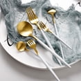thumbnail image 2 of Juego de cubiertos dorados y blancos, tenedor, cuchillo, cuchara, boda, envío directo Fivean unisex, 2 of 2