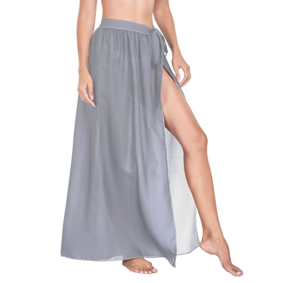 Women Sarong Wraps Silver Swimsuit Beach Pareo Bikini Coverups Skirt M