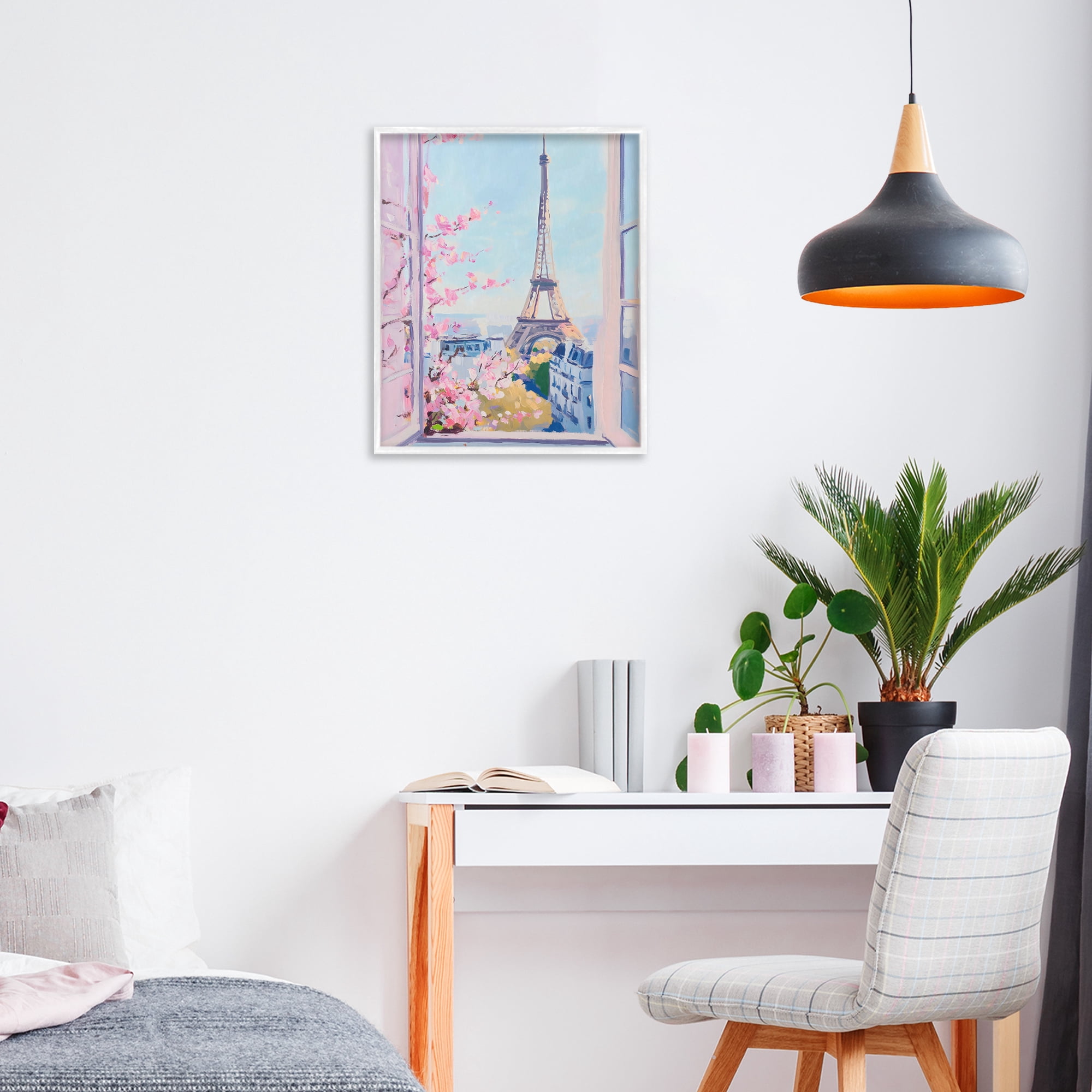 Stupell Industries Eiffel Tower View in Spring White Framed Giclee Art, design by The Prints Vibe