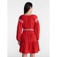 thumbnail image 3 of Time and Tru Women's Embroidered Cotton Mini Dress with Long Sleeves, Sizes XS-XXXL, 3 of 5