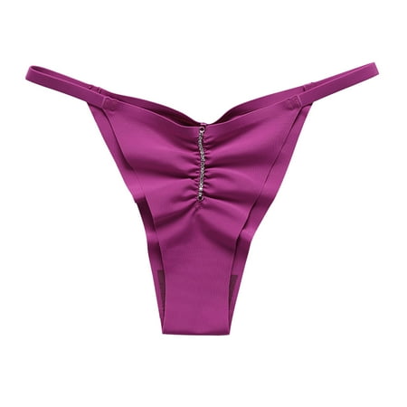 MZXELPRJD Womens Underwear Womens Cotton Large Size Fold Ice Silk Breathable Thin Strap Low Waist Briefs Panties for Women Pack Purple M