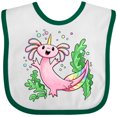 thumbnail image 3 of Inktastic Axolotl Unicorn with Rainbow Tail, Bubbles and Seaweed. Boys or Girls Baby Bib, 3 of 4