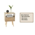 thumbnail image 4 of Bellemave Modern Nightstand with Storage Sofa Side Table with Drawer and Shelf Wooden End Table with Rattan Door and Solid Wood Legs for Bedroom Living Room, Natural Brown, 4 of 10