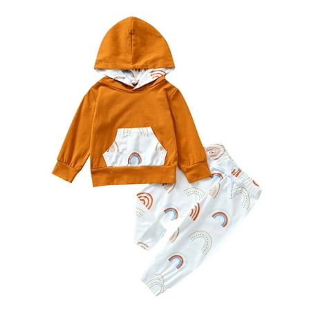 

Sunisery Infant Toddler Baby Girl Hoodie Clothes Floral Long Sleeve Hooded Top+Pants 2Pcs Fall Winter Outfit Caramel 2-3 Years