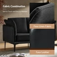 thumbnail image 4 of Modern Loveseat with Metal Legs Curved Arms Linen Leather Fabric Sofa for Living Room Black, 4 of 8
