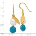 thumbnail image 4 of Sterling Silver Gold-Plated Fwc Pearl/Recon Blue Zircon Earrings (Width 9.4) (Length 41.2) - Jbsp, 4 of 5