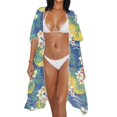 thumbnail image 4 of SCRAWLGOD Plumeria Print Womens Swimsuit Coverup Monstera Palm Leaf Print Casual Long Bathing Suit Cover Up Lightweight Soft Beach Cover Up for Beach Party, 4 of 6